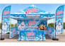design a canopy tent, flag, roll up banner and table cover